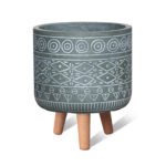 bloempot op poten bohemian antiek groen