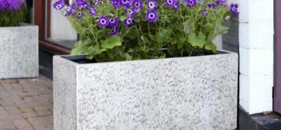 Langwerpige plantenbak wit - terras afscheiding