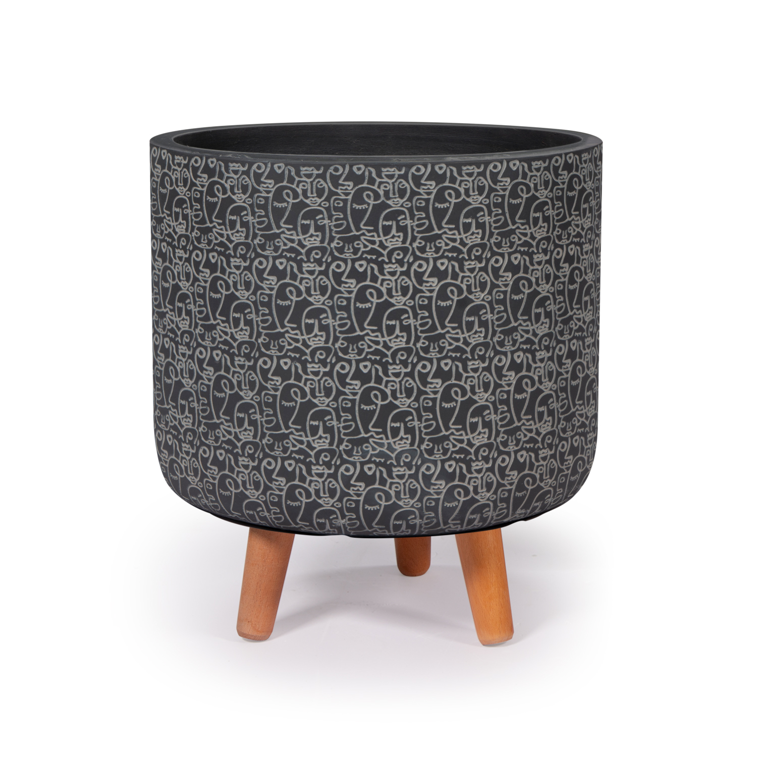 MA'AM Pottery LIAN - bloempot hoofd op standaard - zwart