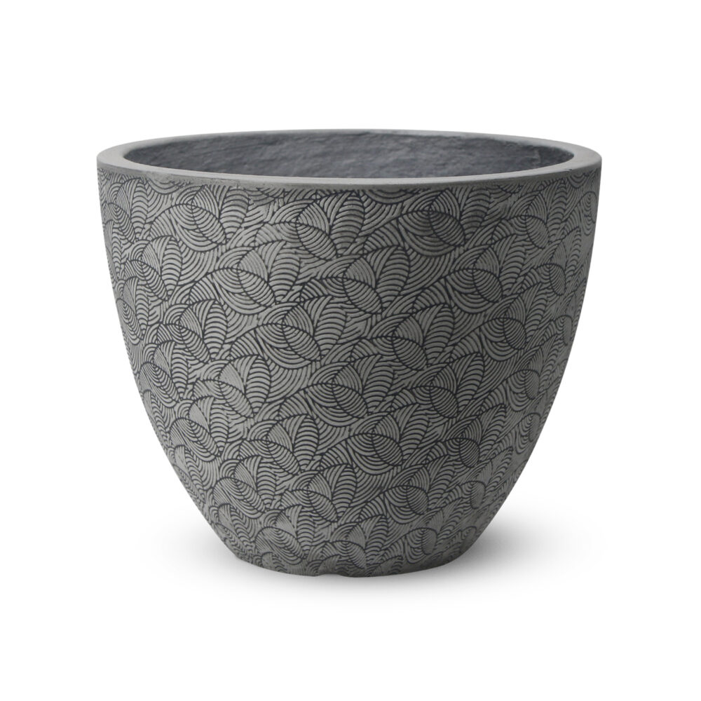 MA'AM Pottery Lara - ronde grijze bloempot bloemenprint - herfstbladeren