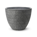 MA'AM Pottery Lara - ronde grijze bloempot bloemenprint - herfstbladeren