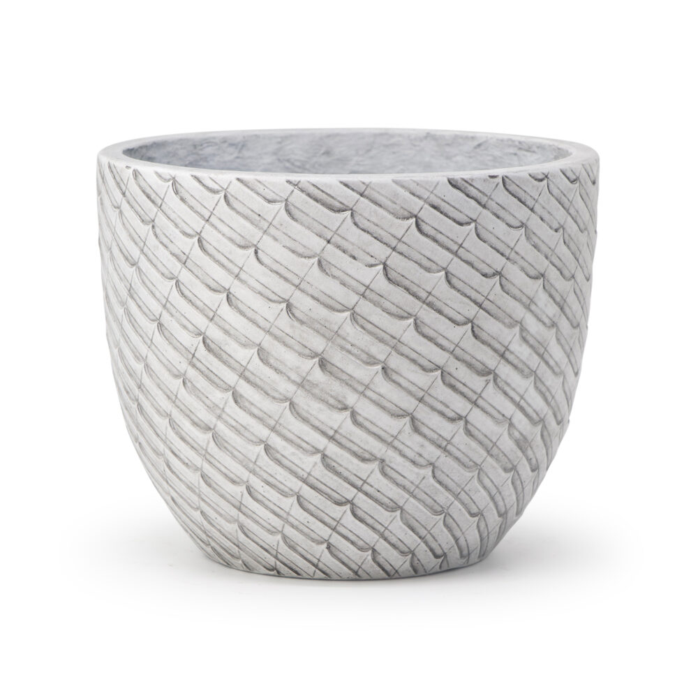 MA'AM Pottery Mira - witte bloempot voor buiten - golvende lijnen