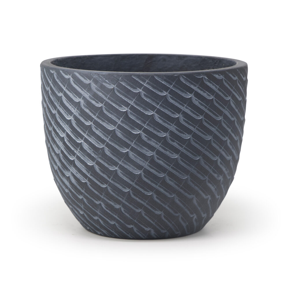 MA'AM Pottery Mira - zwarte bloempot voor buiten - golvende lijnen