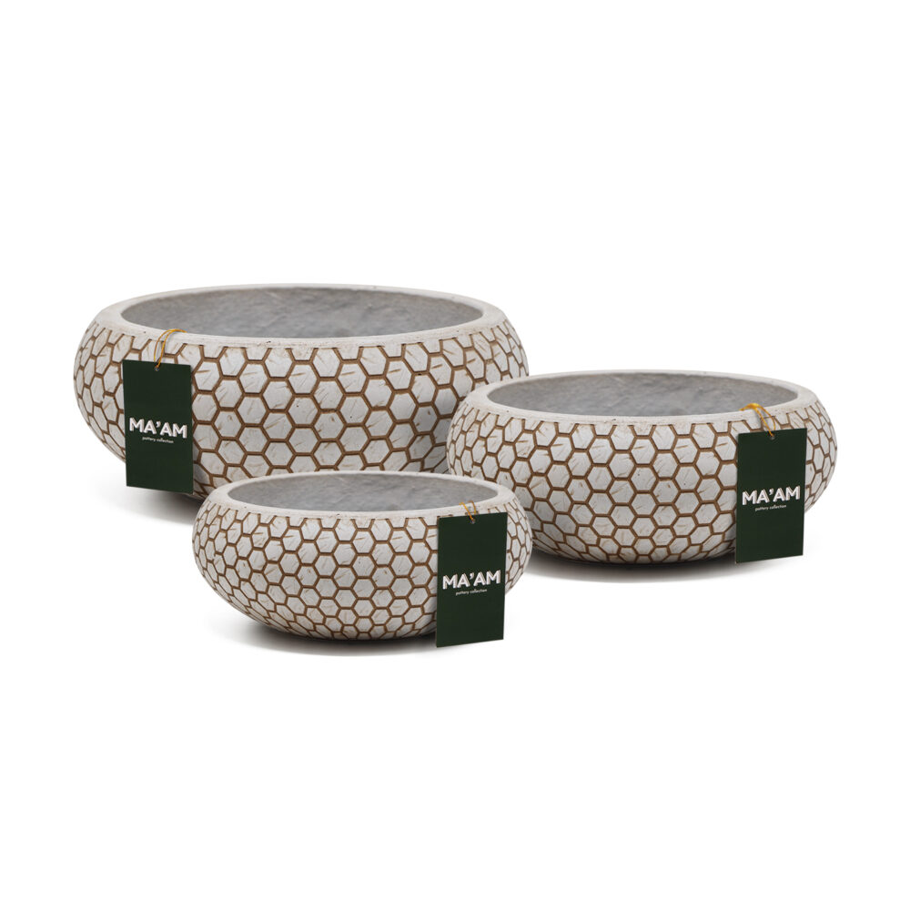 Bloemenschaal MA'AM Pottery Mila - beige - hexagon trendy decoratieschaal