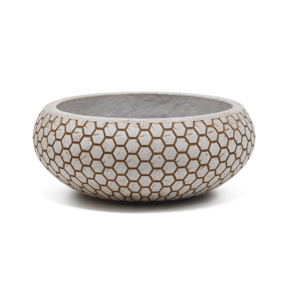 MA'AM Pottery Mila Bloemenschaal - beige - hexagon trendy decoratieschaal