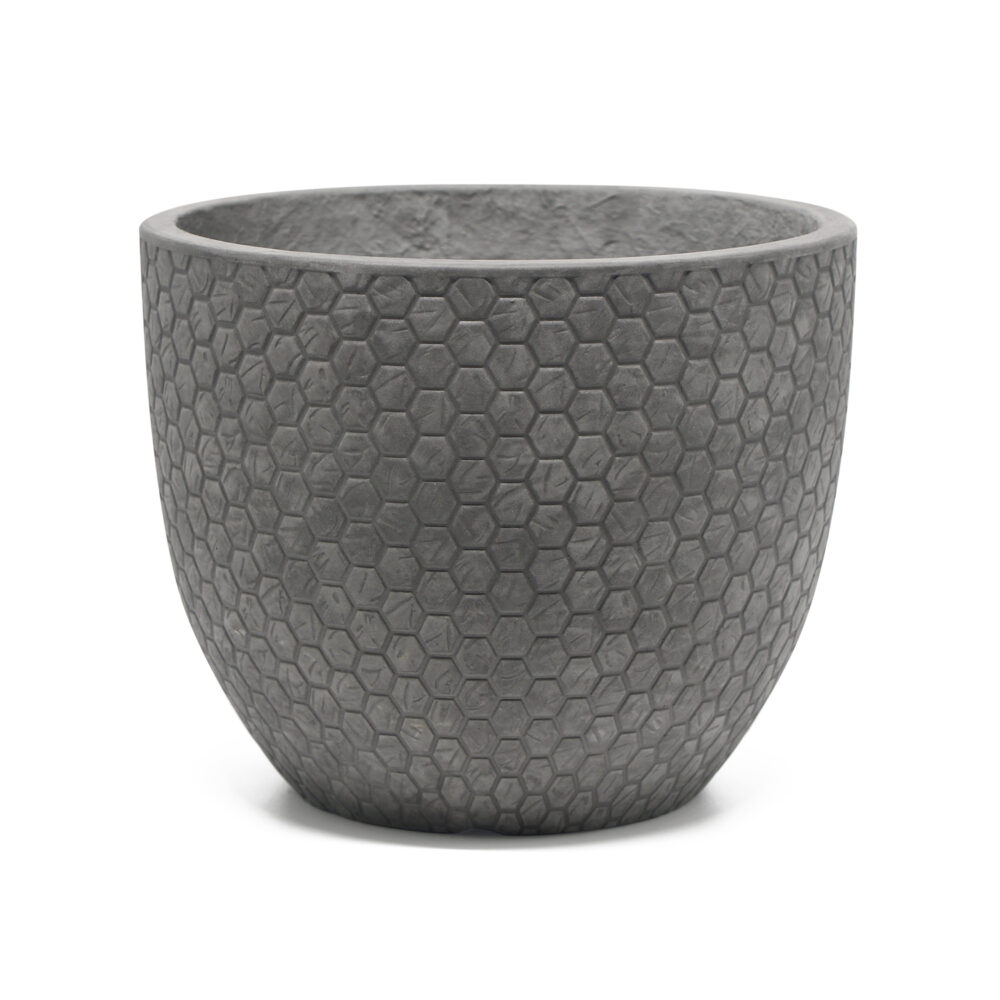 MA'AM Pottery Mila - moderne design tuinpot - grijs - honeycomb patroon - hexagon