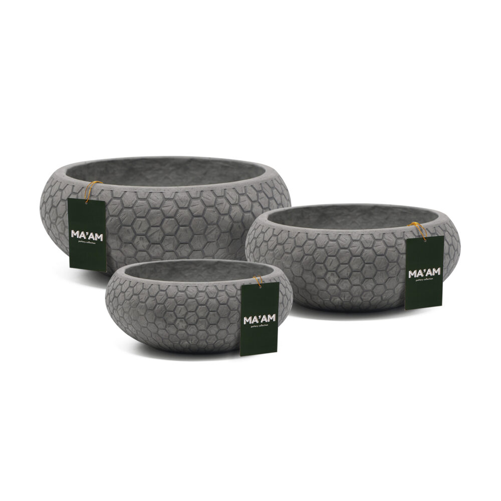 grijze plantenschaal voor buiten binnen set - maampottery mila