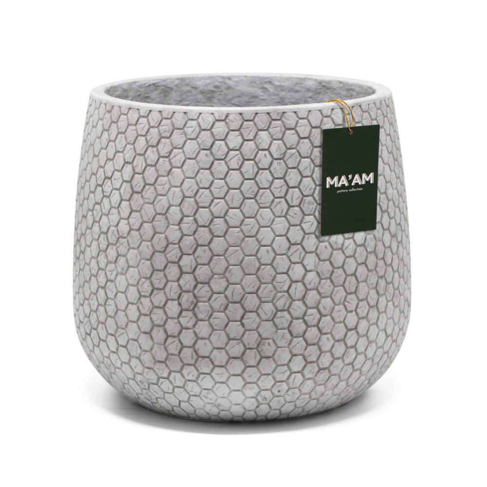witte hoge bloempot - zonder poten - voor binnen - maampottery Mila - honeycomb