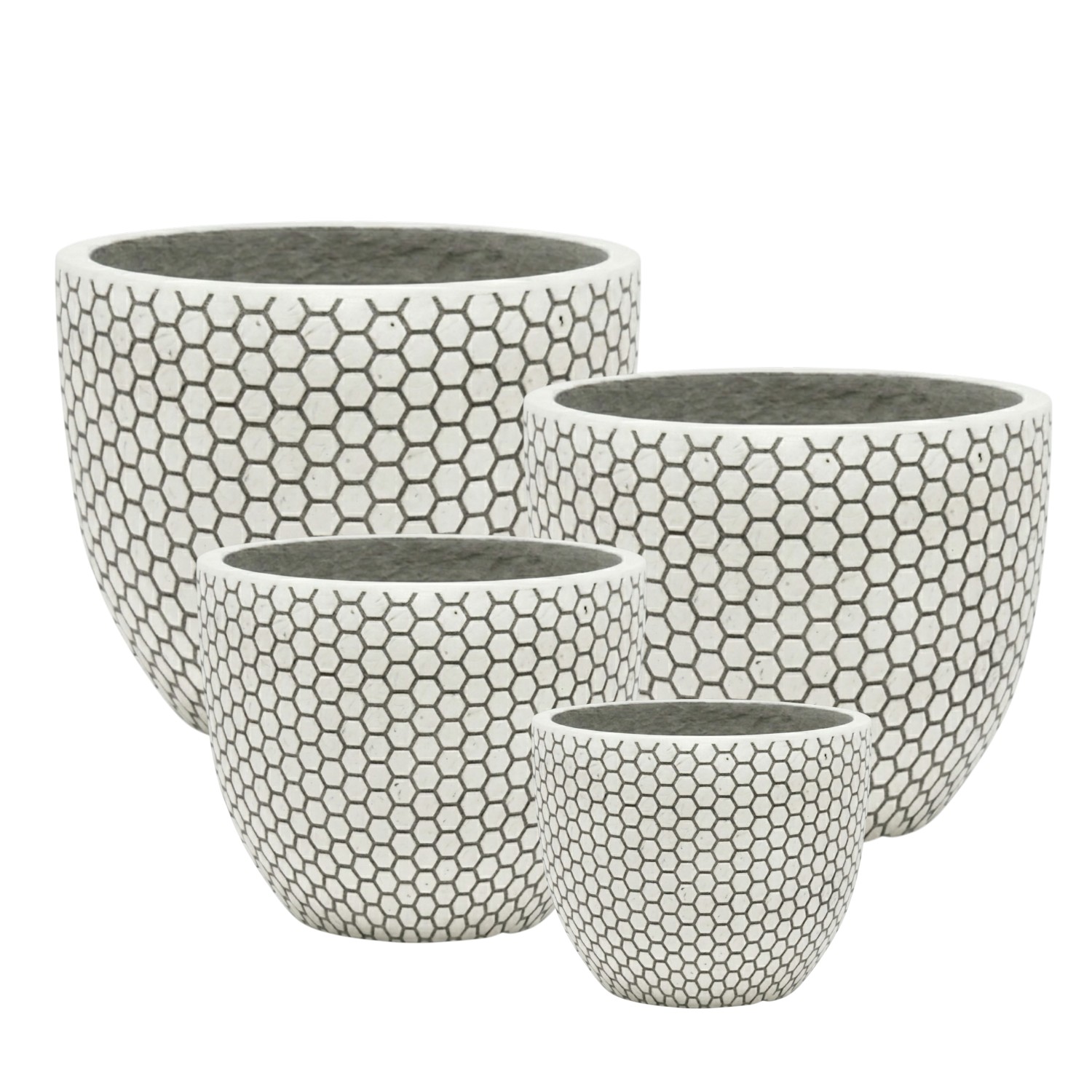 MA'AM Pottery Mila - hexagon patroon bloempot set - wit