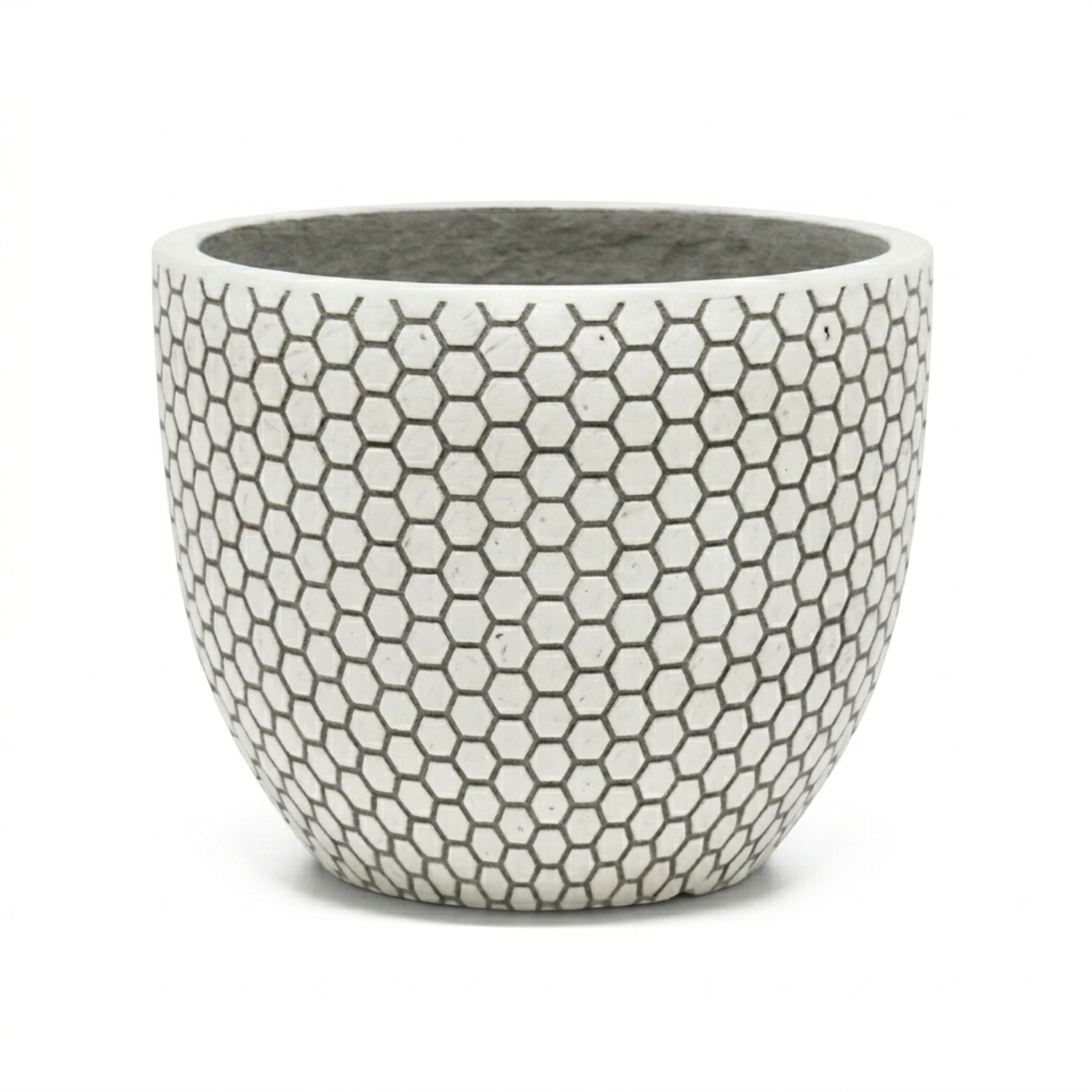 MA'AM Pottery Mila - hexagon patroon bloempot - wit (2)