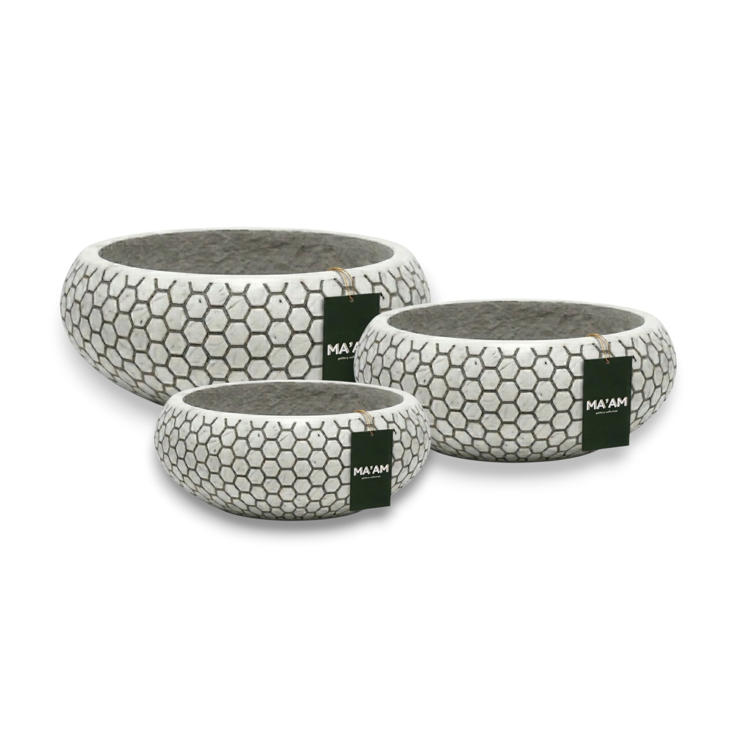 Moderne plantenschaal set - Mila - witte bloemenschaal - maam pottery - tag